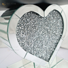 Mesa auxiliar con decoración de corazón WXF-508-1, mesita de noche con espejo de diamante triturado plateado, muebles para el hogar