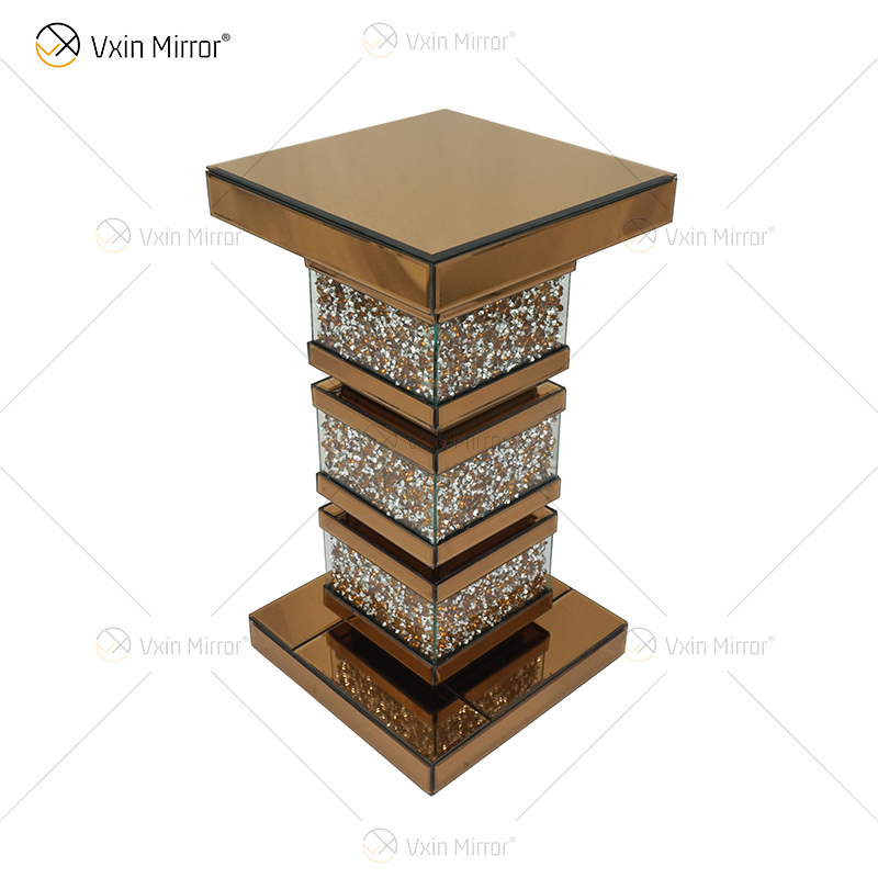 Vxin elegante WXF-135 decoración del hogar mesa auxiliar de diamantes triturados mesa auxiliar de muebles de espejo plateado