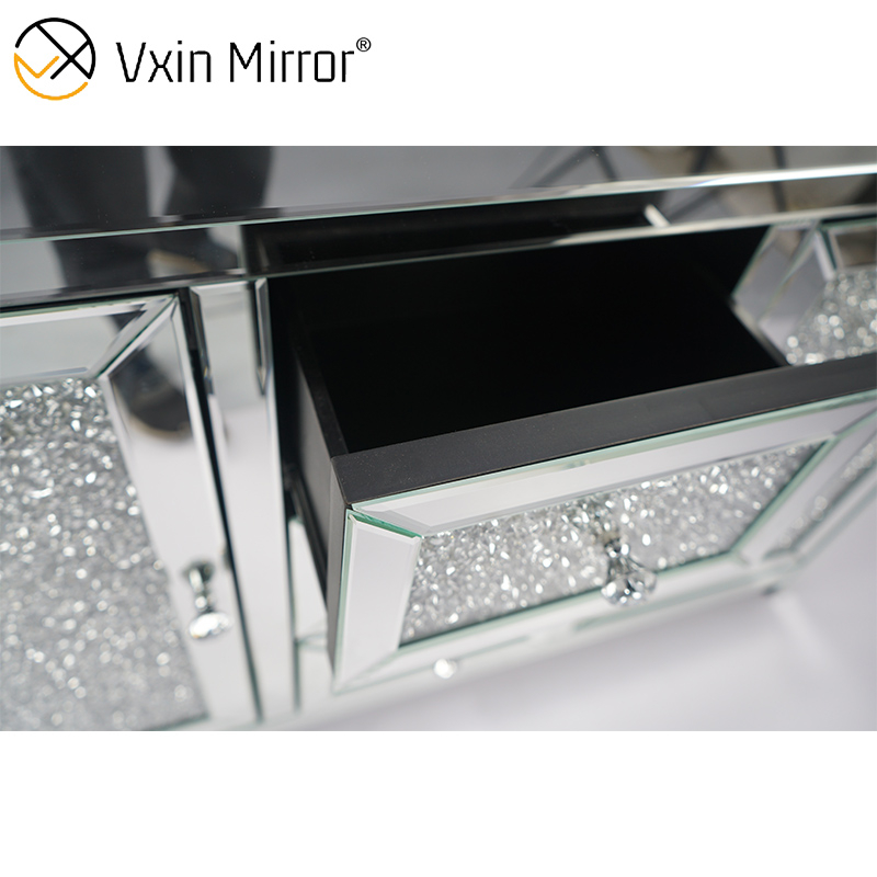 7 cajones WXF-146 Mueble de sala de estar con espejo de plata con cajones Muti
