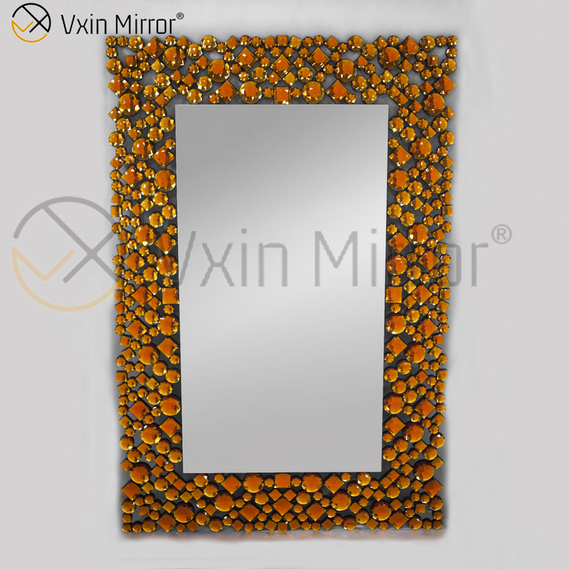 Espejo de pared de cristal grande plateado de calidad superior marrón plateado 2 colores decoración de pared WXM-1051