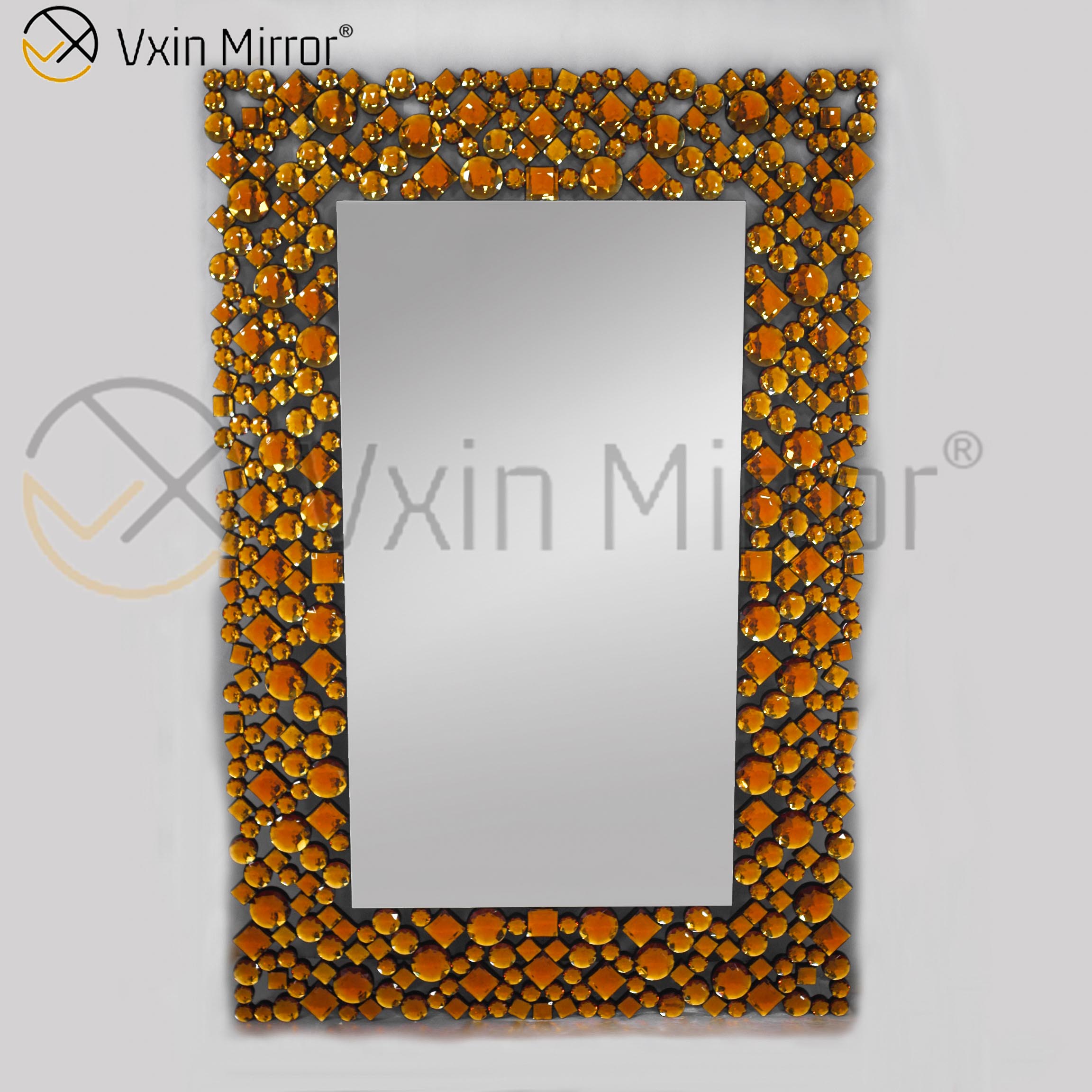 Espejo de pared de cristal grande plateado de calidad superior marrón plateado 2 colores decoración de pared WXM-1051
