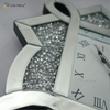 Paquete de prueba Nuevo diseño WXC-083 Reloj de pared con espejo 3D de diamante triturado plateado moderno