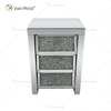 Vxin Mirror WXF-116 Mesita de noche de cristal plateado con espejo biselado Mesita de noche con 3 cajones para dormitorio