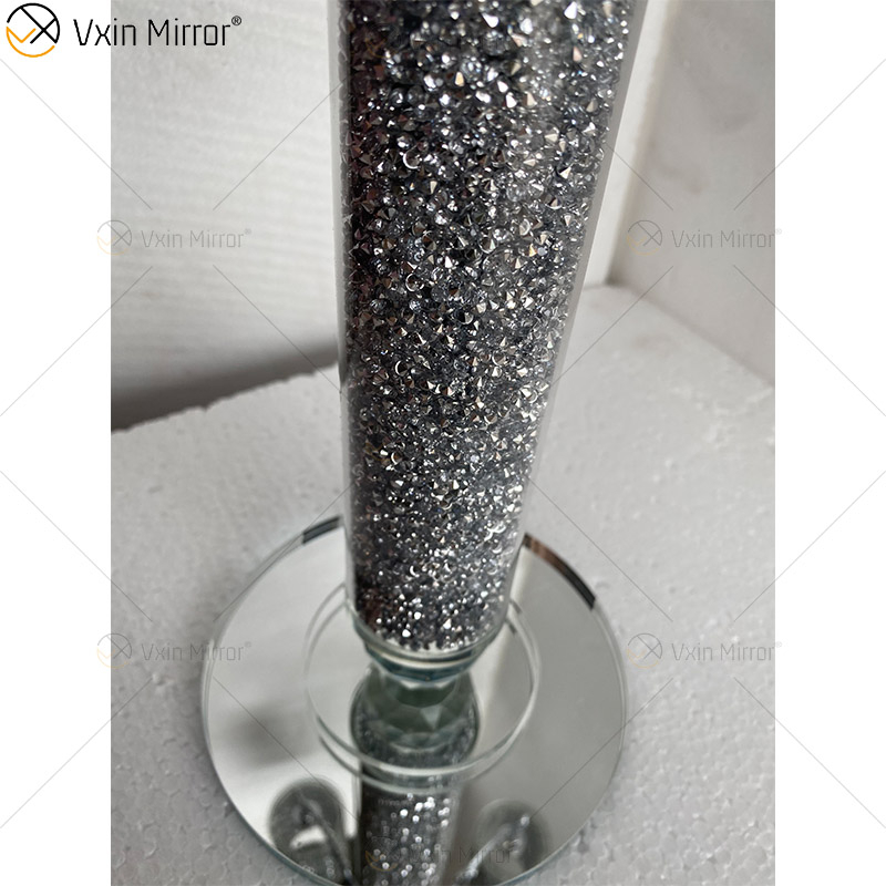 Nombre personalizable Modern Elegant VX-09 Silver Crystal 75 Light Mirrorr Portavelas para boda en casa