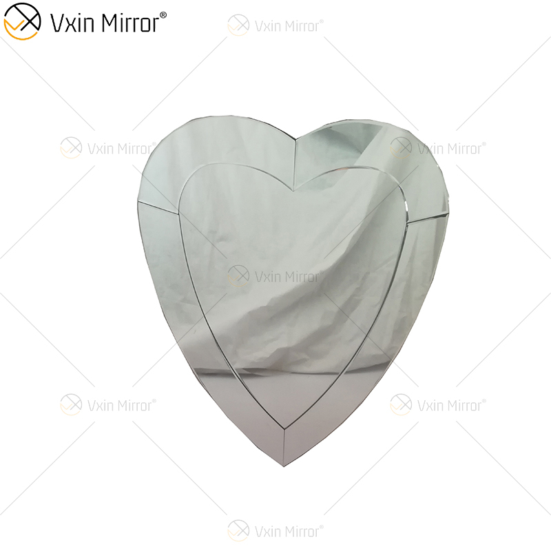 Espejos colgantes de pared en forma de corazón 3D sin marco moderno diseño de borde biselado baño dormitorio espejo tocador espejo de maquillaje WXM-2090