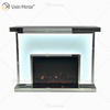Nuevo diseño WXMF-096 LED plata vidrio esmerilado salón espejo chimenea con inserto interior