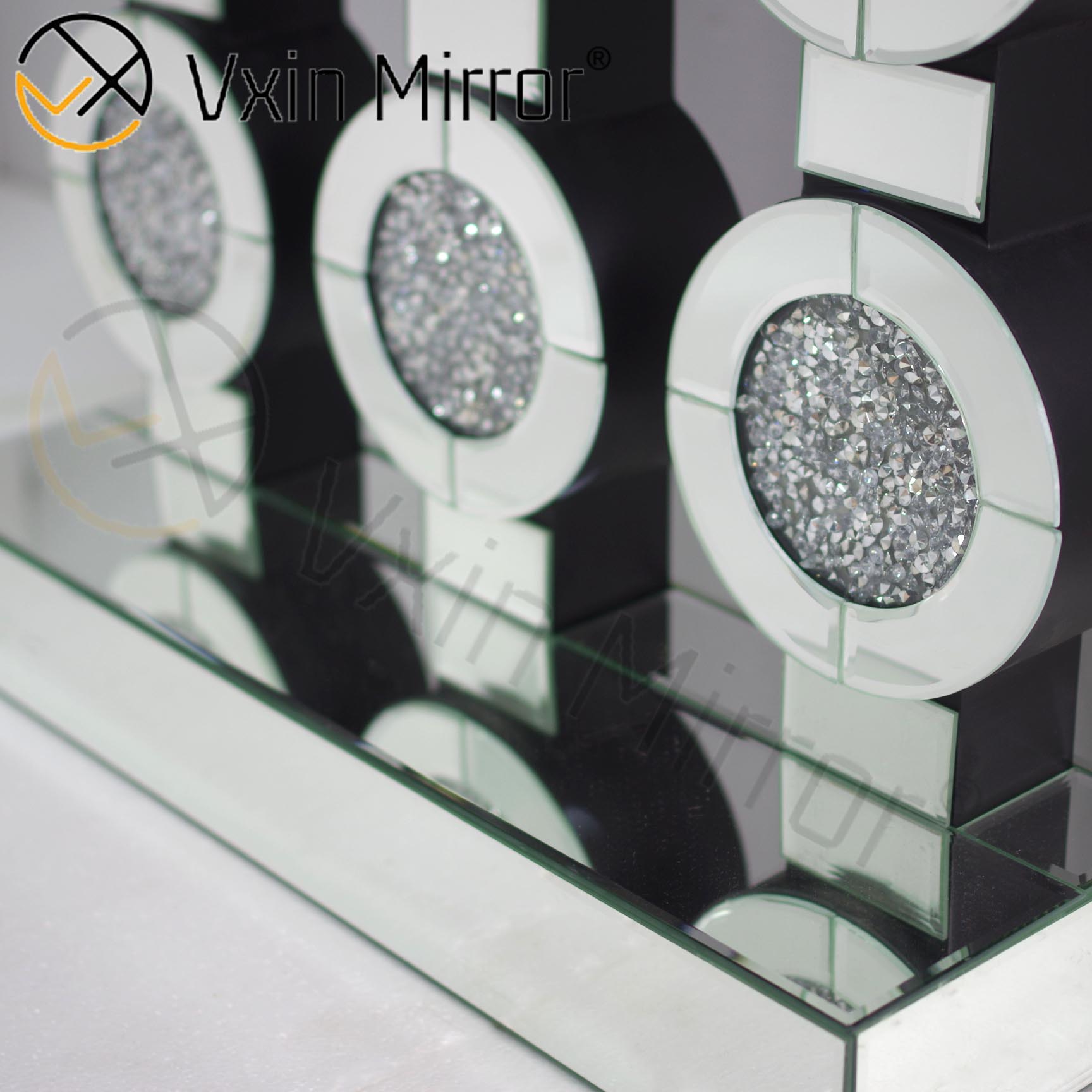 Vxin Mirror WXF-008 Good Supplier Factory Modern Luxury Curved Glass Wood Tallado Bone Inlay Consola Mesa