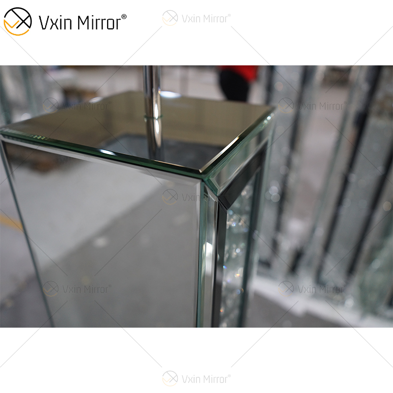 Marco negro WXFL-056 Sala de estar Elegante Plata Moderna Cristal 3D Espejo Lámpara de pie Lámpara de espejo