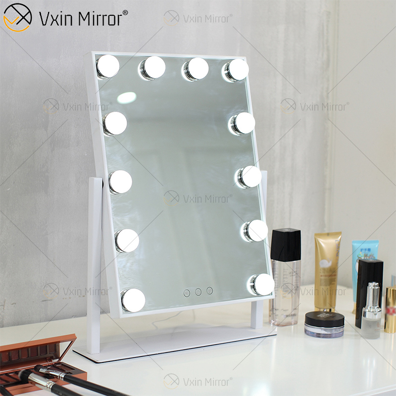 Espejo de tocador de mesa de WXDL-123 decorativo ovalado, espejo de maquillaje de Hollywood con luz Led para dormitorio