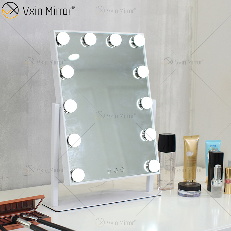 Espejo de tocador de mesa de WXDL-123 decorativo ovalado, espejo de maquillaje de Hollywood con luz Led para dormitorio