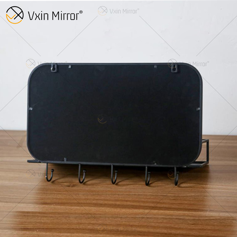 Suministro de fábrica Vxin, decoración de pared plateada, estante de almacenamiento de Metal plateado, estante de pared rectangular con espejo