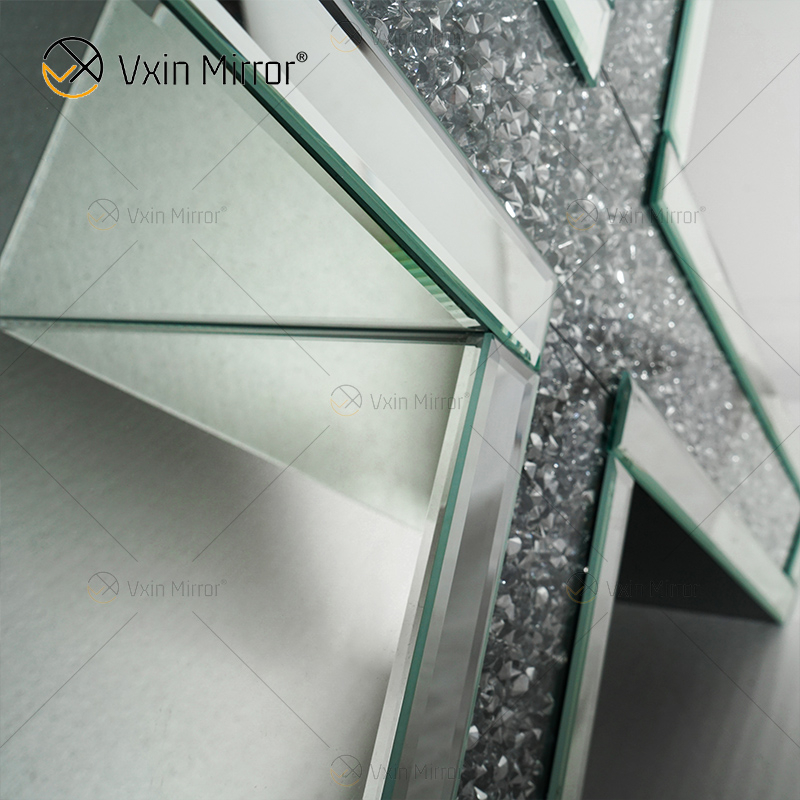 Mesa de consola de muebles para el hogar al por mayor con mesas de consola de diamante de cristal triturado modernas con espejo