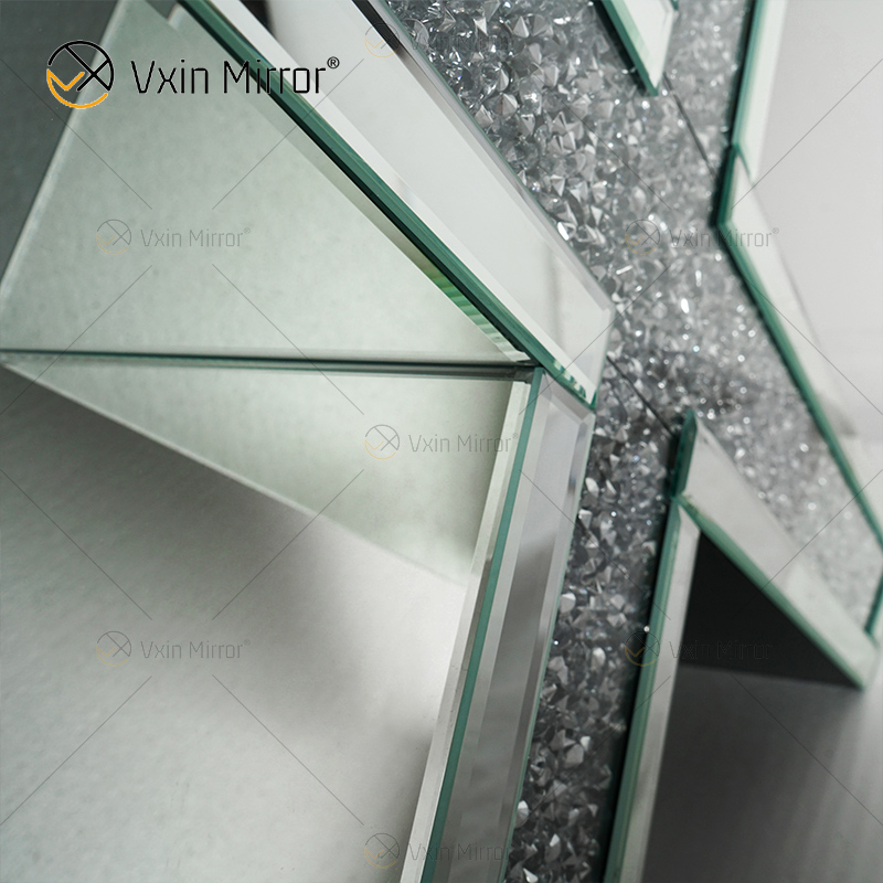 Mesa de consola de muebles para el hogar al por mayor con mesas de consola de diamante de cristal triturado modernas con espejo