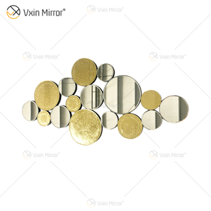 Venta caliente WXM-1961 Golden Leaf 3D Espejo de pared de lujo Espejo de pared antiguo