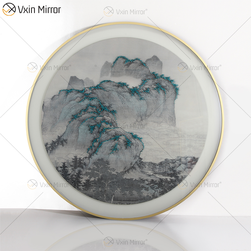 Estilo antiguo Vxin WXPP-86 Simplicidad Árboles Pintura Espejo enmarcado Arte de la pared Pluma Colgando Cuadro para sala de estar Conjunto para la venta