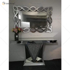Proveedor de China, moderna y famosa mesa de consola de cristal para sala de estar con diamantes plateados y aplastados
