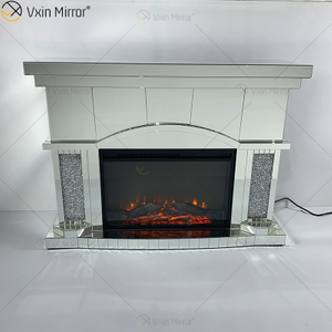 Venta superior elegante espejo Vxin WXWF-045 chimenea eléctrica de espejo de diamante triturado