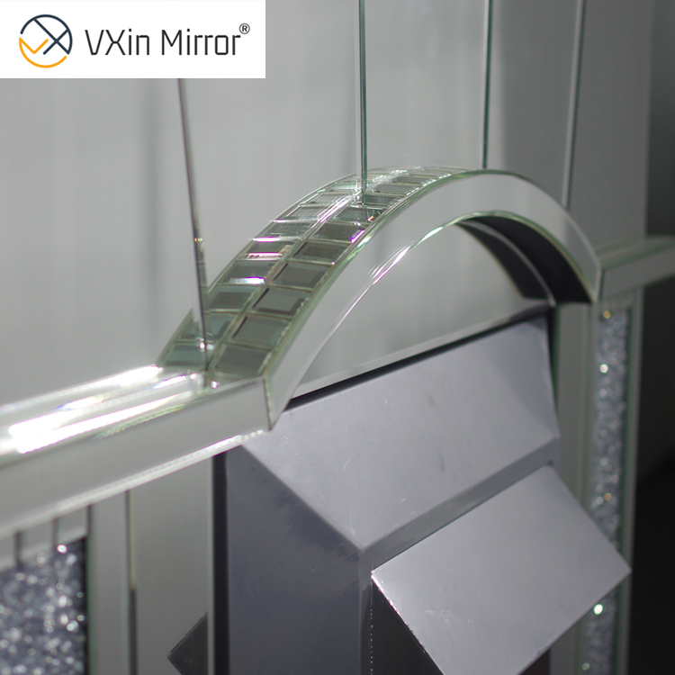 Venta superior elegante espejo Vxin WXWF-045 chimenea eléctrica de espejo de diamante triturado