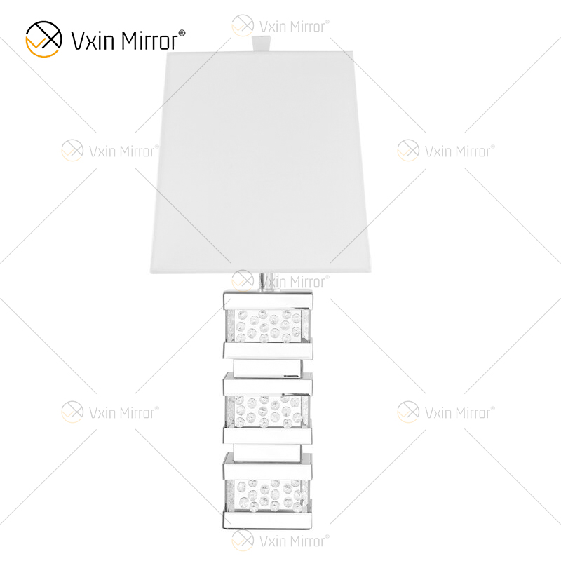 Suministro de fábrica WXTL-097 Lámpara de mesa de espejo LED de cristal plateado moderno para luz cálida