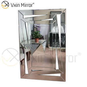 Decoración de pared tallada en 3D WXM-1505 Espejo colgante de pared moderno plateado