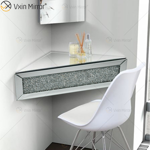 Vxin Factory Supply WXF-152 Decoración de pared plateada Estante de pared de espejo de diamante triturado plateado
