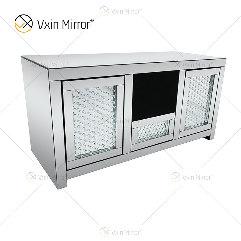 Gran oferta 2019, muebles de plata con diamantes de cristal, soportes para gabinete de TV, 1 cajón, 2 puertas