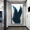 Cuadro decorativo moderno de WXPP-69 de plumas redondas, alas de plumas de Ángel 3D, pinturas decorativas en la pared para sala de estar enmarcada