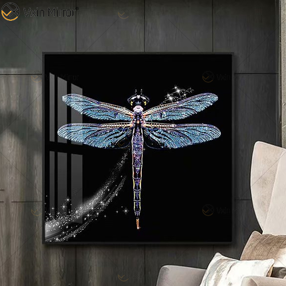 Espejo de marco de aluminio de lujo, arte de pared, pintura de porcelana de cristal, Fondo de sofá, pintura colgante de pared, decoración de sala de estar