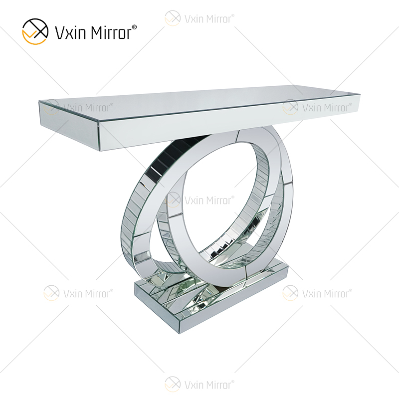 Directo de fábrica Diseño OO espejado para sala de estar con mesa de consola de diamante triturado Mesa de pasillo para tienda de hotel en casa