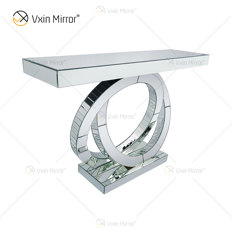 Directo de fábrica Diseño OO espejado para sala de estar con mesa de consola de diamante triturado Mesa de pasillo para tienda de hotel en casa