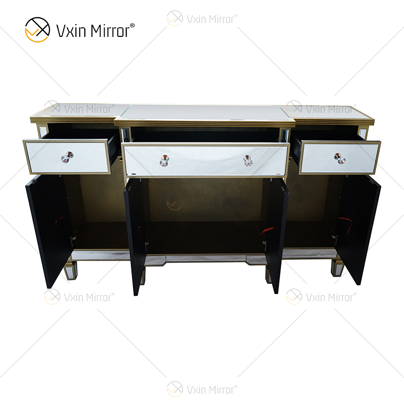 WXF-027-1 Gabinete de alacena con espejo de artículos para el hogar de vidrio de lujo con cajones Muti