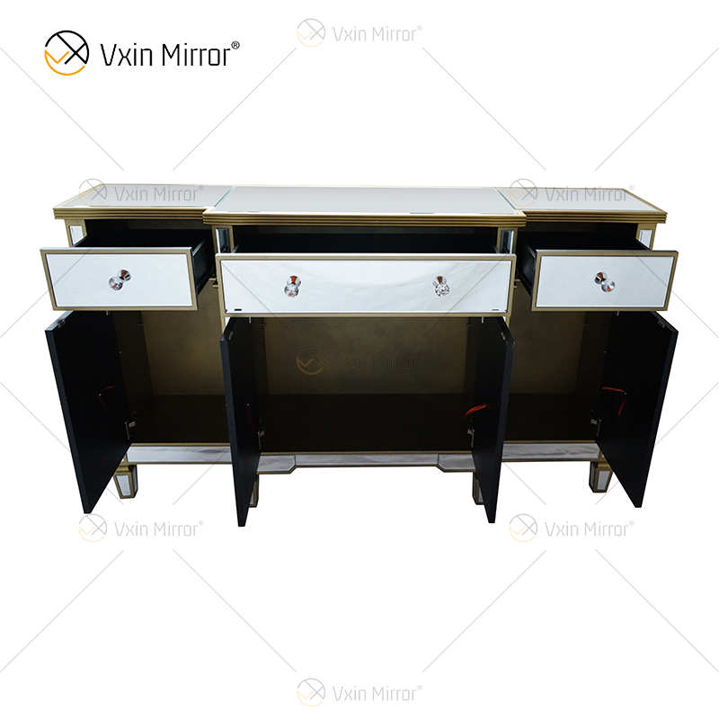 WXF-027-1 Gabinete de alacena con espejo de artículos para el hogar de vidrio de lujo con cajones Muti
