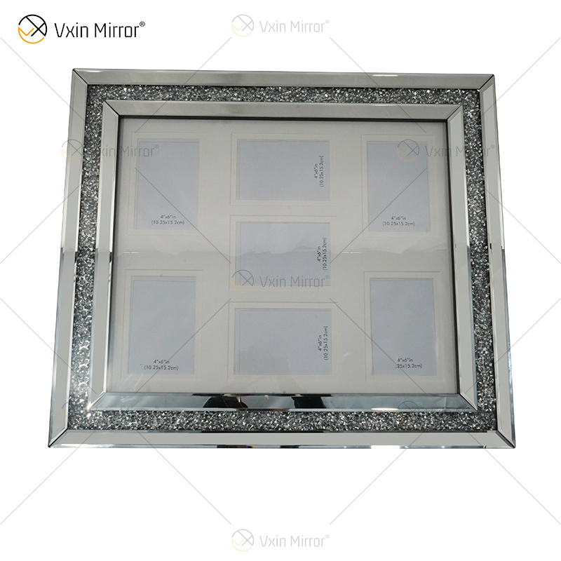 Suministro de fábrica, espejo de pasillo hecho a mano plateado, marco de fotos, espejo, arte de pared, decoración del hogar para sala de estar, sofá, muebles, WXPP-16