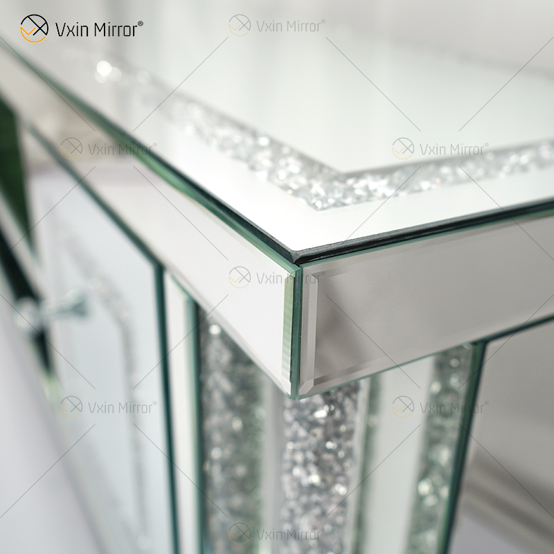 Muebles espejados Sala de estar Moderno europeo WXF-162 Soportes de TV de vidrio de último diseño con diamante