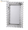 Starburst grande de longitud completa plata elegante 3D Rectangular moderno salón dormitorio espejo de pared WXM-1041