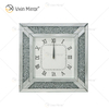 Paquete anticaída WXC-001 Reloj de pared con espejo de diamantes triturados de plata moderna