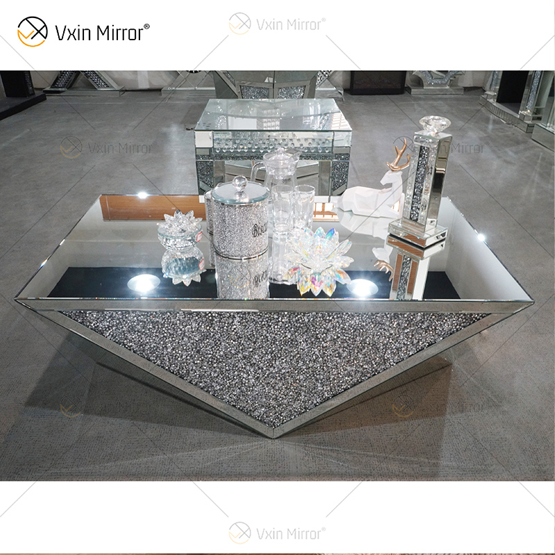 Suministro de fábrica WXF-711-1 Mesa auxiliar Acylic Mesa de centro con espejo moderno Mesa de centro con espejo pulido