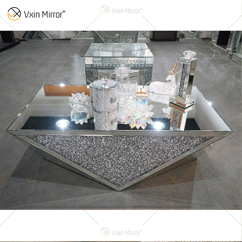 Suministro de fábrica WXF-711-1 Mesa auxiliar Acylic Mesa de centro con espejo moderno Mesa de centro con espejo pulido