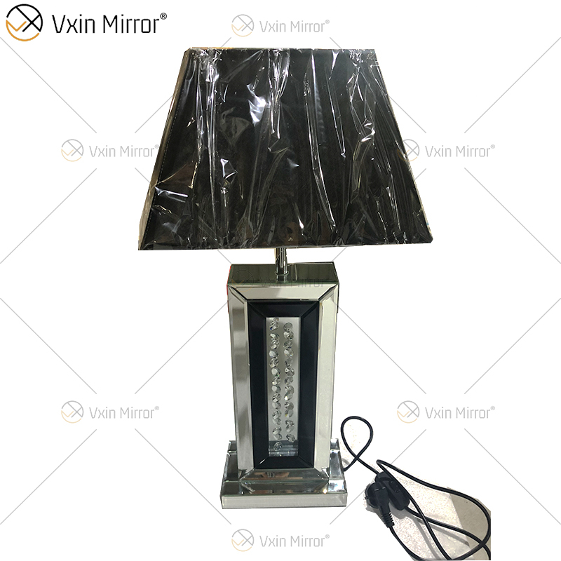 Fuente de fábrica WXTL-143 Lámpara de mesa con marco negro plateado moderno con pantalla para lámpara de espejo de dormitorio