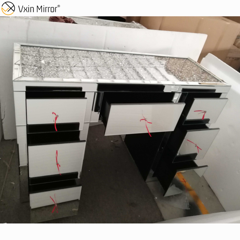 Venta caliente WXF-118 Pecho de cajones de esquina con espejo de diamante triturado