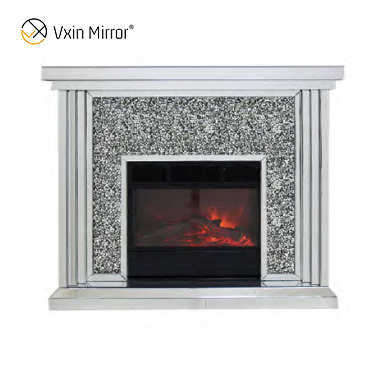 Home Decor WXWF-1104 Chimenea moderna con espejo de diamante triturado