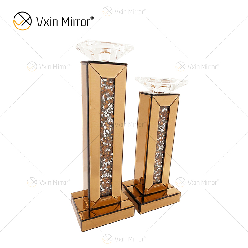 Nombre personalizable Moderno Elegante WXP-002 Plata Diamante triturado Mirrorr Portavelas