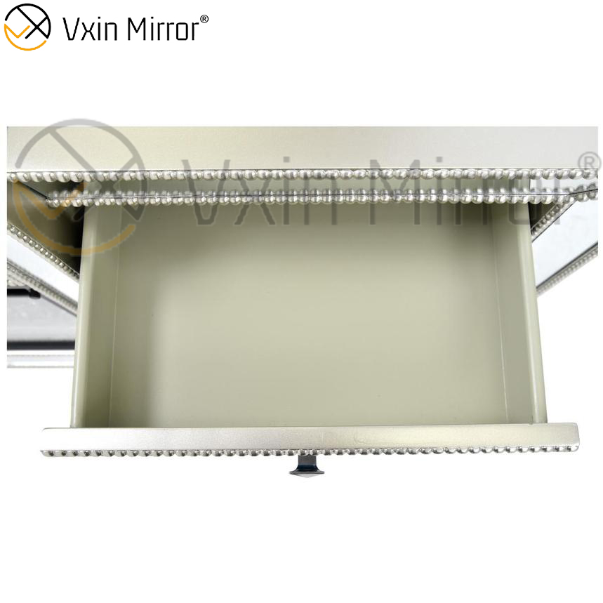 Muebles de espejo Vxin, soportes de TV para chimenea con espejo de champán y diamante triturado, soportes de armario con inserto de cristal