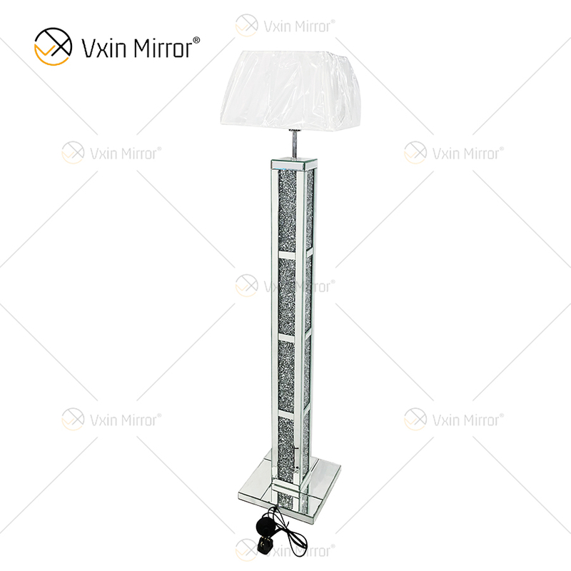 WXFL-032 Sala de estar Lujo Plata Moderna Triturada Dia Mond Lámpara de pie Lámpara de espejo