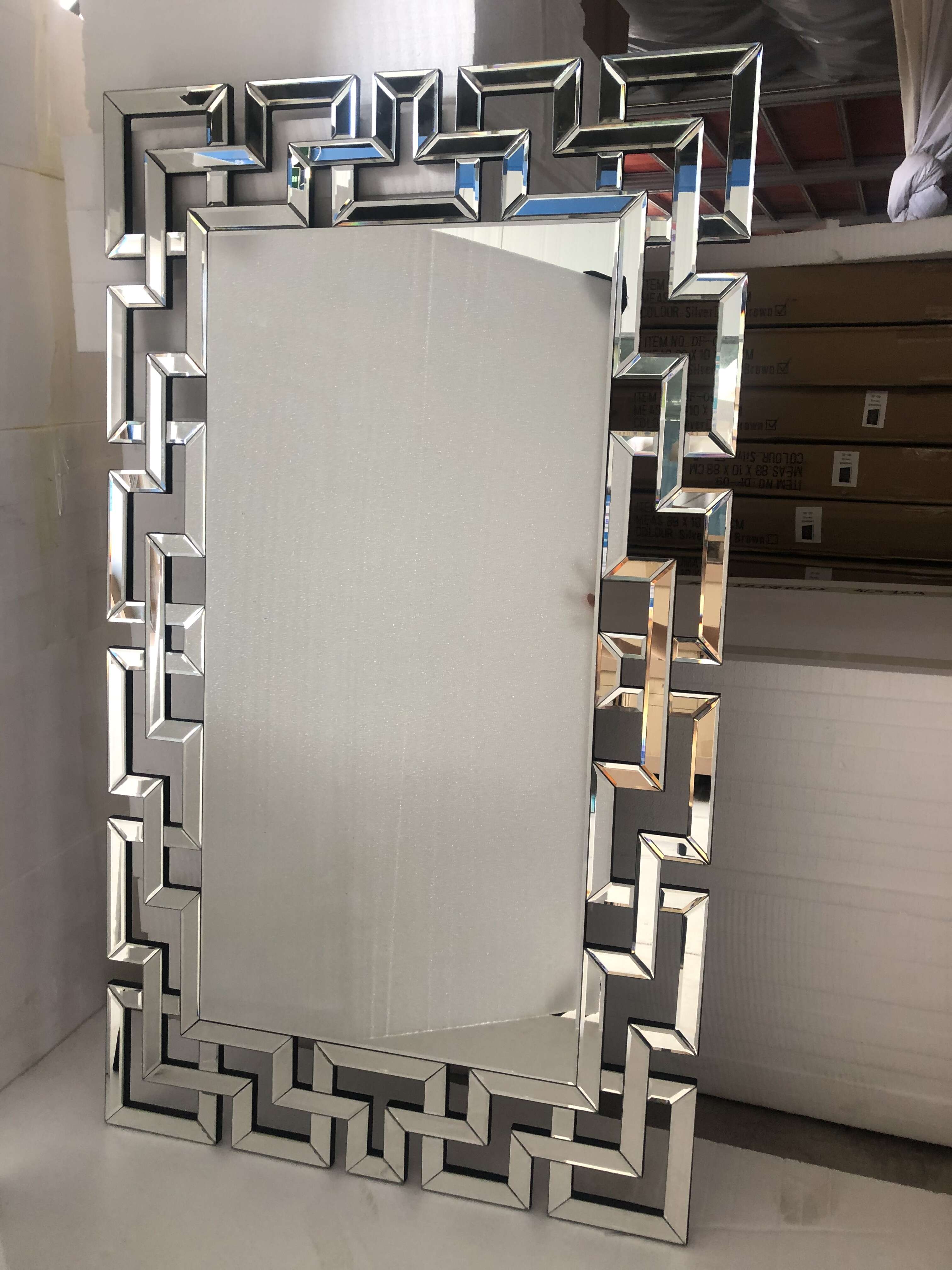 Venta directa de fábrica WXM-1516 Espejo montado en la pared de plata Rectángulo Decoración moderna Espejo de pared