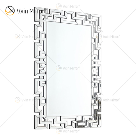 Venta directa de fábrica WXM-1516 Espejo montado en la pared de plata Rectángulo Decoración moderna Espejo de pared