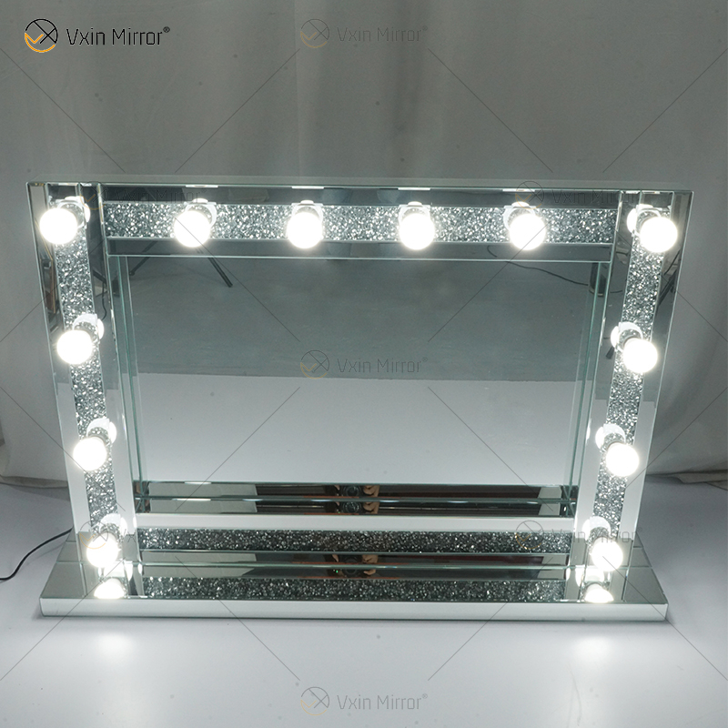Venetian Styles WXDL-105 Espejo de tocador iluminado con cristal plateado con 12 bombillas para sofás de sala de estar