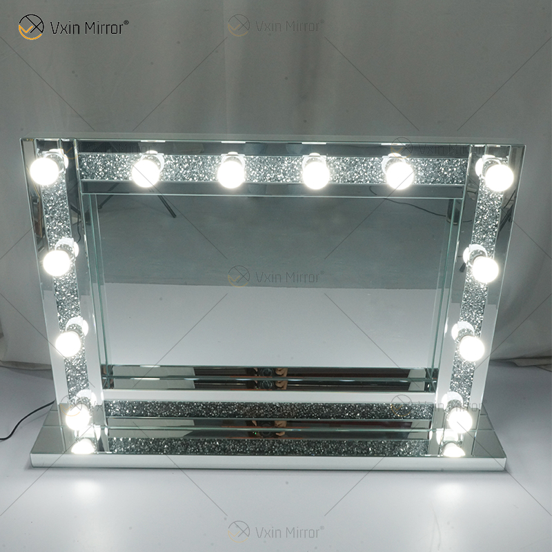 Venetian Styles WXDL-105 Espejo de tocador iluminado con cristal plateado con 12 bombillas para sofás de sala de estar