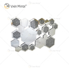 WXM-1778 Decoración de pared Espejo colgante de pared con nido de cristal de diamante triturado plateado