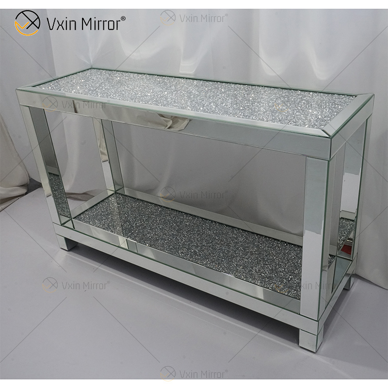 Vxin Mirrored Furniture WXF-117-2 Mesa de consola moderna y elegante con diamantes crudos
